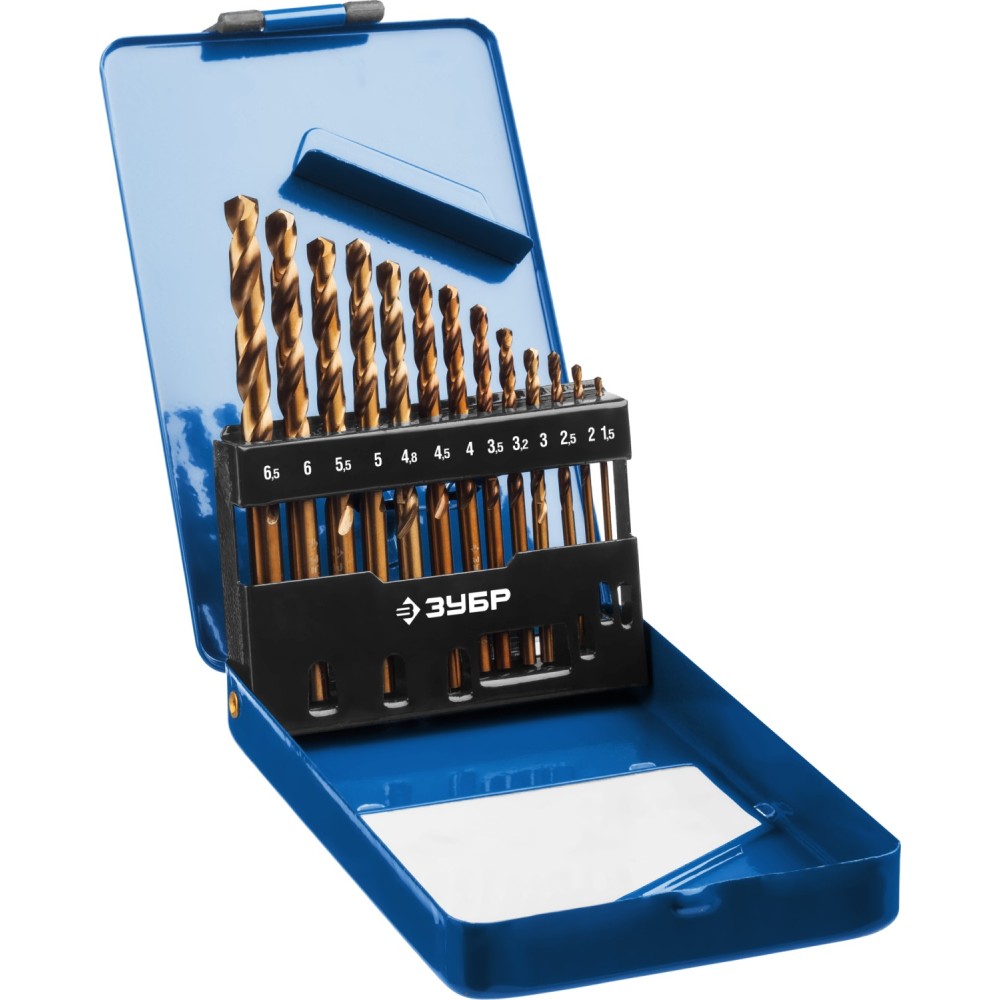 Кобальт, 13 шт, (1.5-6.5 мм), сталь Р6М5К5, класс А, мет.бокс, набор сверл по металлу, Профессионал (29626-H13)