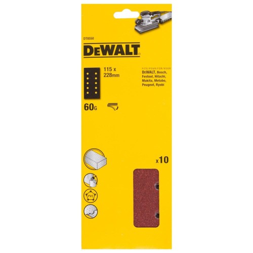 Шлифлист DeWalt DT8550 115х228мм 60G 10шт