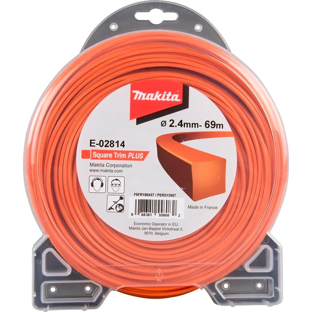 Леска для триммера Makita 2.4мм квадратная 69м (E-02814)
