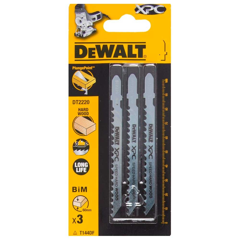 Набор пилок для лобзика по дереву DeWalt DT2220 T144DF 100мм 3шт