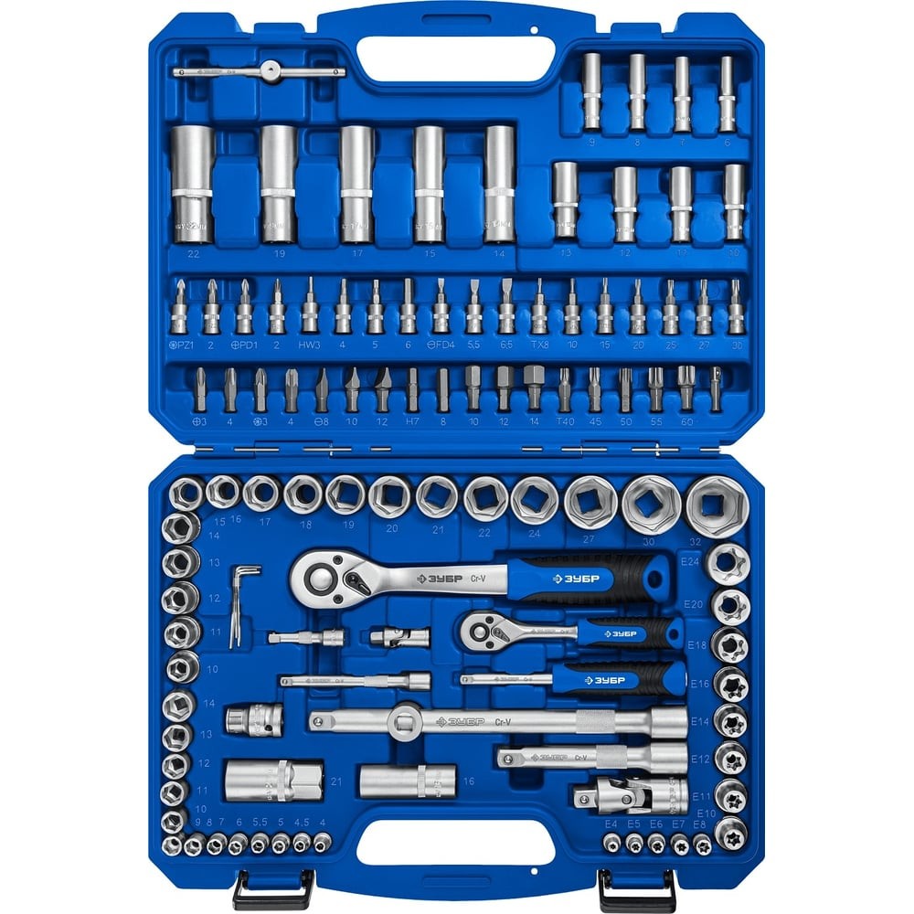 ЗУБР А-110, 110 предм., (1/2_ + 1/4_), универсальный набор инструмента, Профессионал (27635-H110)