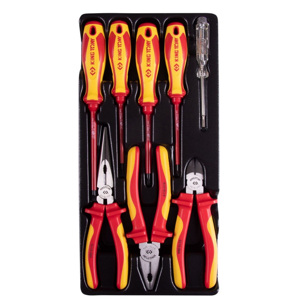 Набор диэлектрического инструмента, ложемент, 8 предметов KING TONY 9-40618GP