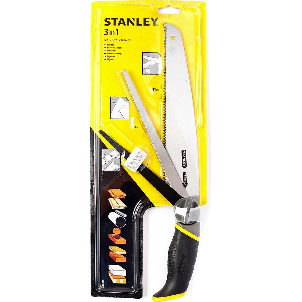Ножовка универсальная STANLEY TPI11 250мм с 3-мя сменными полотнами 0-20-092