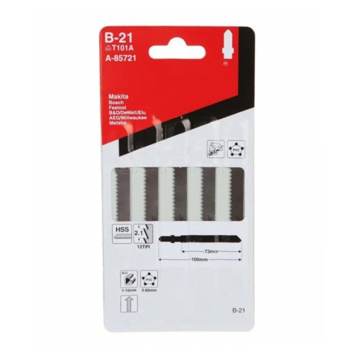 Набор пилок для лобзика по пластику Makita В-21 T101A 100мм 5шт