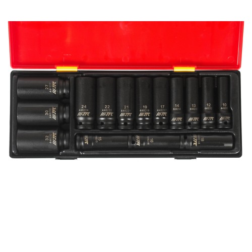 Набор головок торцевых глубоких ударных 6-гранных 1/2" 10-32мм (в кейсе) 15 шт JTC