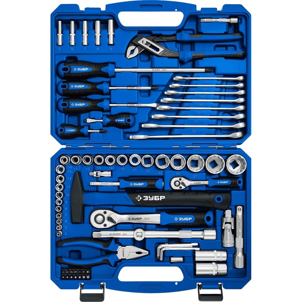 ЗУБР Универсал-76, 76 предм., (1/2_+ 1/4_), универсальный набор инструмента, Профессионал (27670-H76)