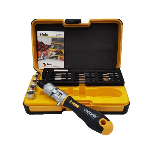 Felo Набор бит SL/PH/PZ/Tx и метрических головок с поворотной трещоткой Ergonic K в кейсе, 20 шт