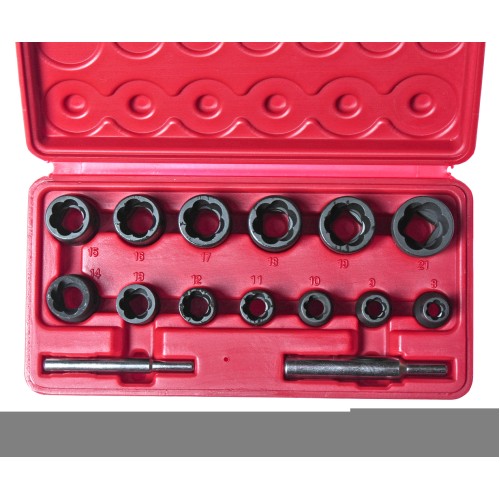 Набор головок для поврежденных болтов и гаек 8-21мм 15 предметов в кейсе JTC