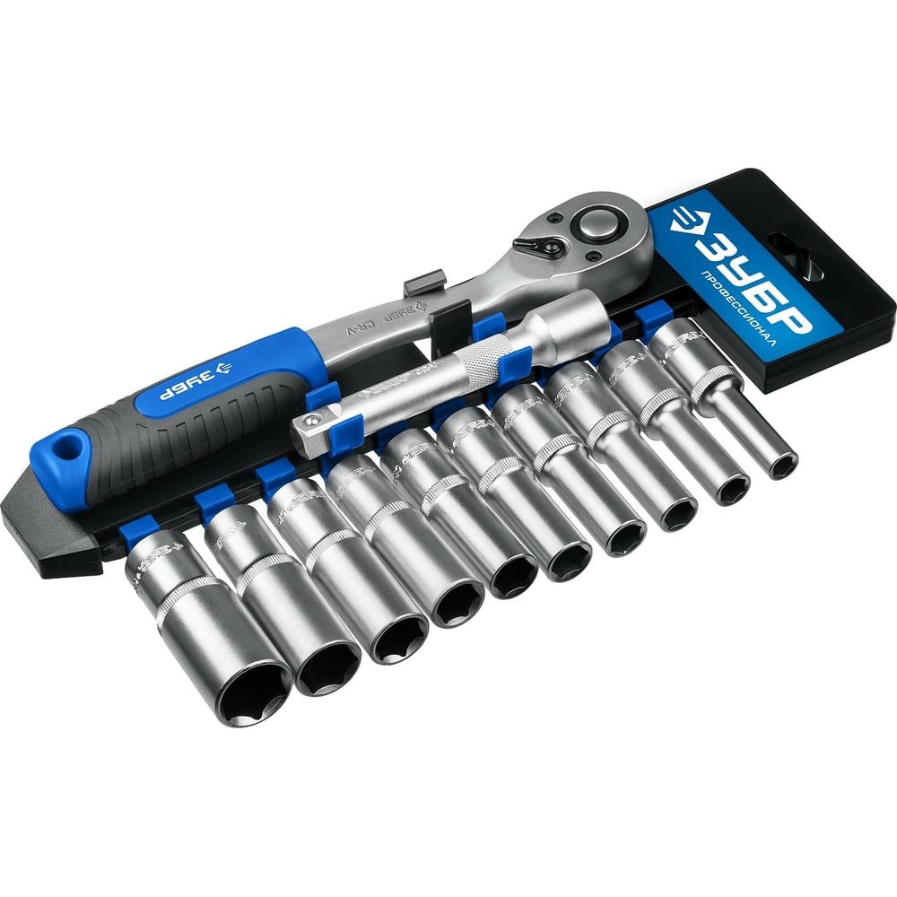 ЗУБР ТБ-12У, 12 предм., (1/2_), набор торцовых головок, Профессионал (27650-H12)