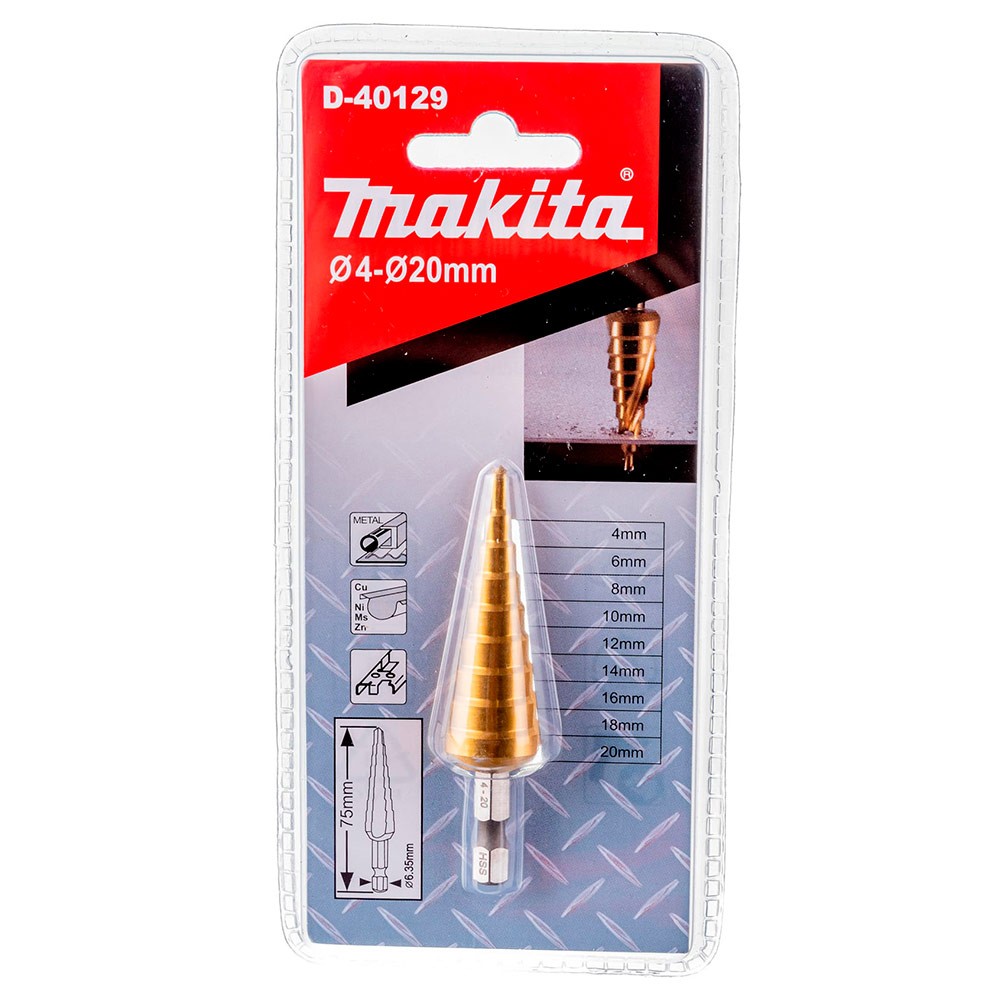 Сверло по металлу Makita HSS-TiN 4-20мм ступенчатое (D-40129)