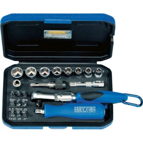 Набор трещотка с битами и головками Heyco 22 предмета (пластиковый футляр)