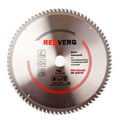 Диск пильный по ламинату REDVERG 300х32/30мм 80T (800551)