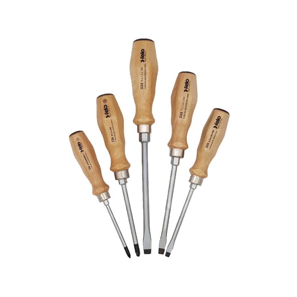 Felo Набор отверток ударных SL/PZ с деревянной рукояткой, 5 шт 33595298