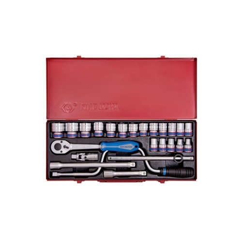 Набор торцевых головок с принадлежностями 1/2", шестигранные, 10-32 мм, 24 предмета KING TONY 4325MR