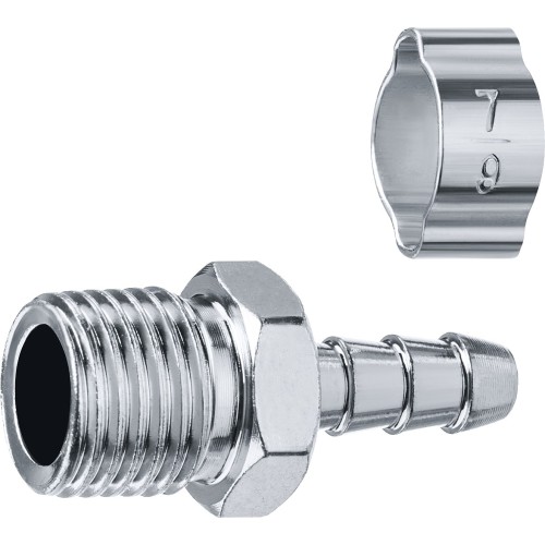 ЗУБР штуцер _елочка_, 6 мм - 1/4_M, переходник с обжимным хомутом, Профессионал (64924-1/4-06)