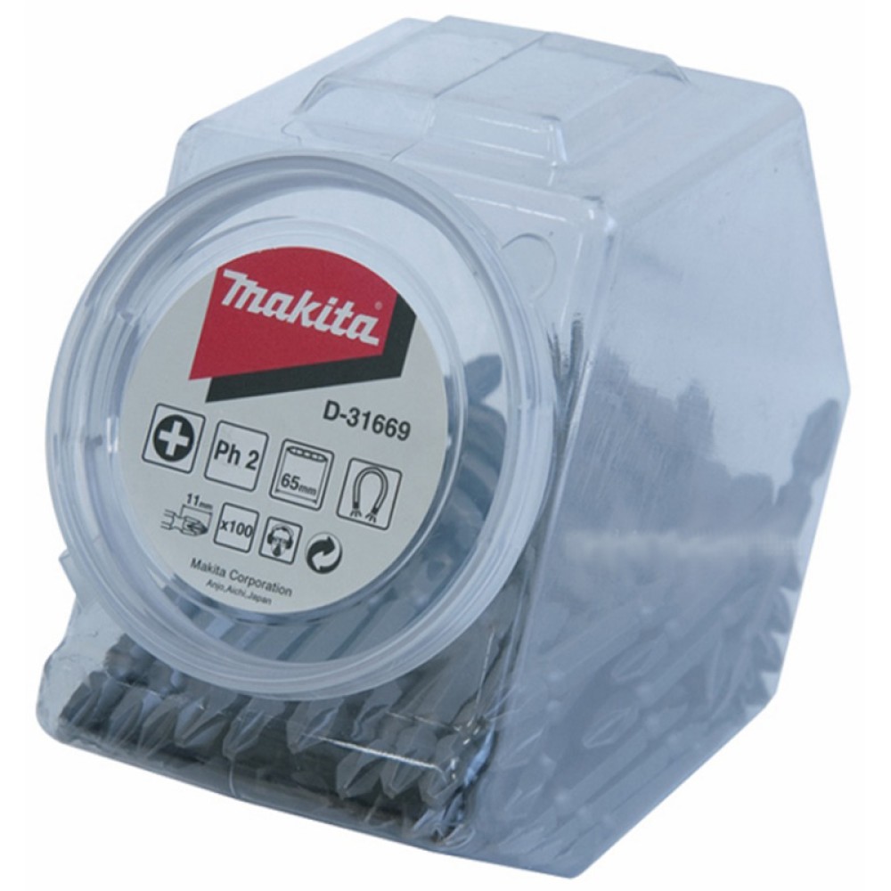 Бита двусторонняя Makita PH2x65 мм 100шт (D-31647)