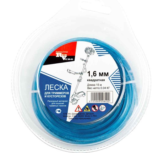 Леска для триммера REDVERG 1.6мм квадратная 15м (990101)