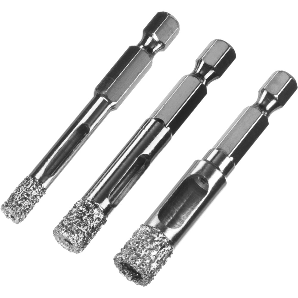 ЗУБР 6, 8, 10 мм, хвостовик HEX 1/4_, набор сверл алмазных по керамограниту, Профессионал (29865-H3)