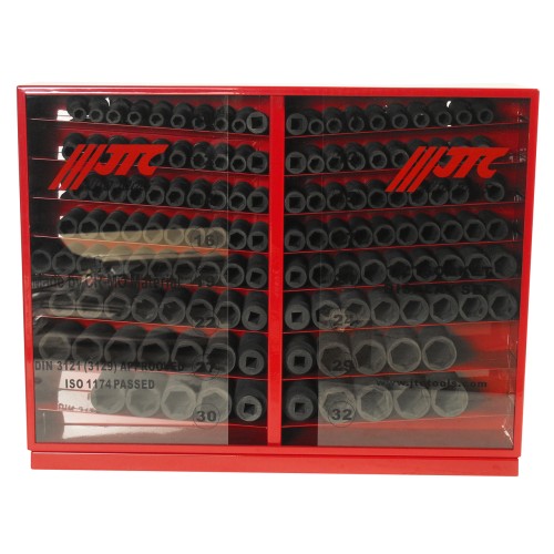 Набор головок торцевых 1/2" 6-ти гранных 10-32мм ударных 137 предметов в металлическом шкафу JTC