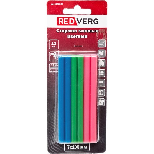 Клеевые стержни REDVERG цветные 7х100мм 12шт (850031)