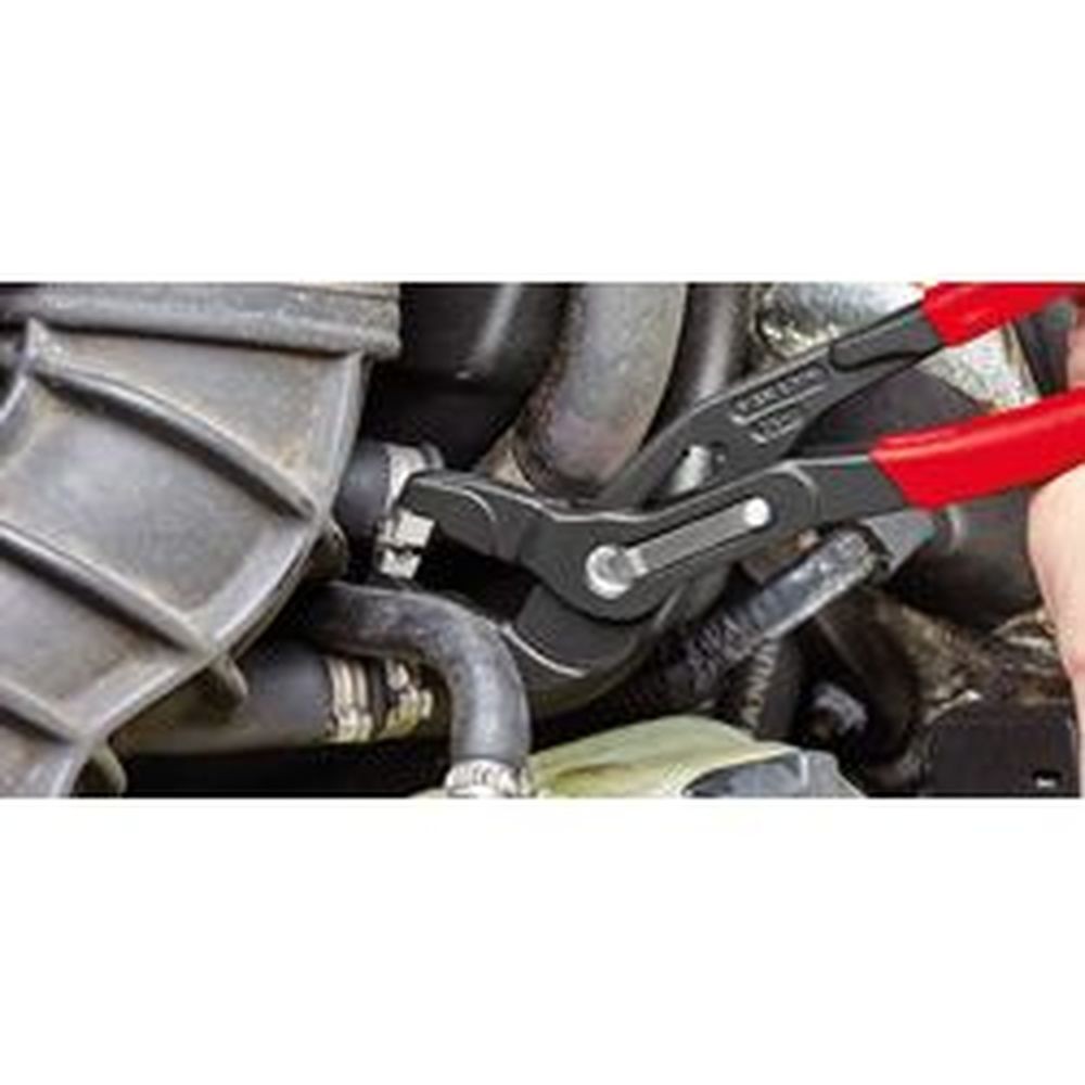 Щипцы для хомутов с защёлкой, 250 мм, узкая голова, для труднодоступных мест