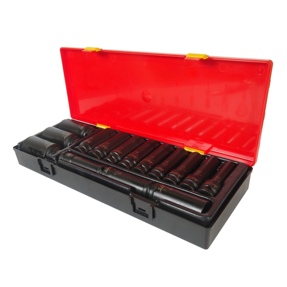 Набор головок торцевых глубоких ударных 6-гранных 1/2" 10-32мм (в кейсе) 15 шт JTC