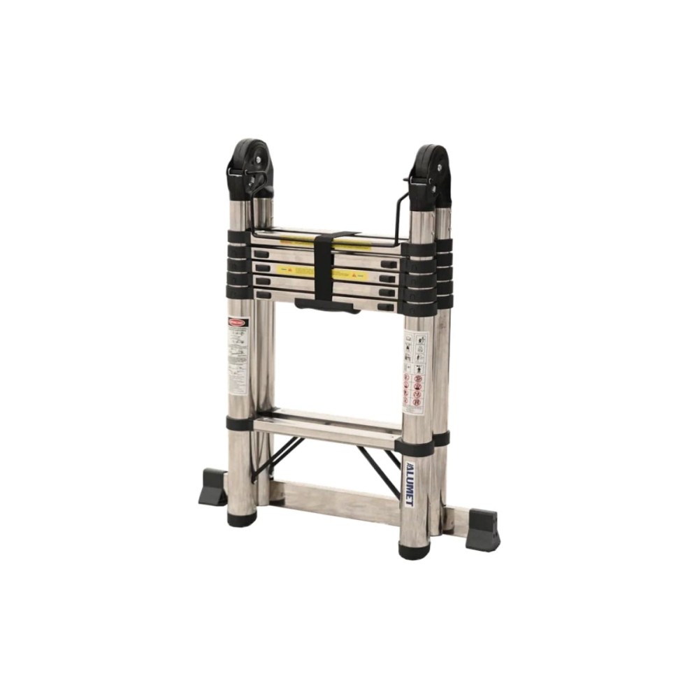 Лестница Алюмет 1,9*6 стальная телескопическая двухсторонняя с шарниром