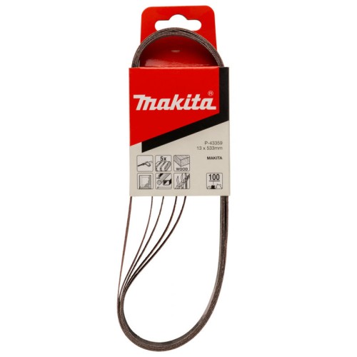 Лента шлифовальная Makita 13х533мм P100 5шт (P-43359)