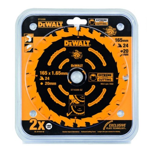 Диск пильный по дереву DeWalt CONSTRUCTION DT10300 165х20мм 24T