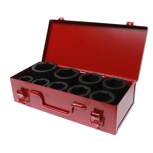 Набор головок торцевых 1" 6-ти гранных 27-50мм ударных 9 предметов в кейсе JTC