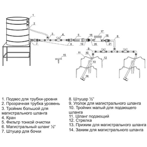 Капельный полив ЖУК от емкости 30 растений с таймером