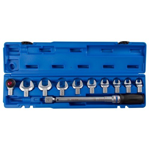 Динамометрический ключ серии "FIT", 14х18 мм с набором рожковых насадок 13-30 мм, 20-100 Нм, кейс KI