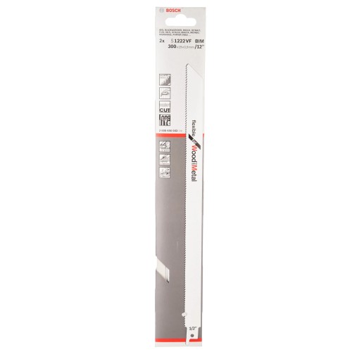 Полотно для сабельной пилы универсальное Bosch S1222 VF 300мм 2шт (043)
