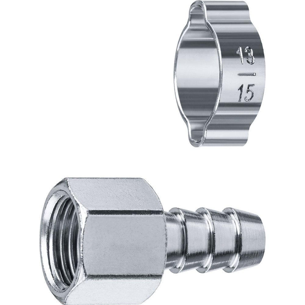 ЗУБР штуцер _елочка_, 10 мм - 1/4_F, переходник с обжимным хомутом, Профессионал (64923-1/4-10)