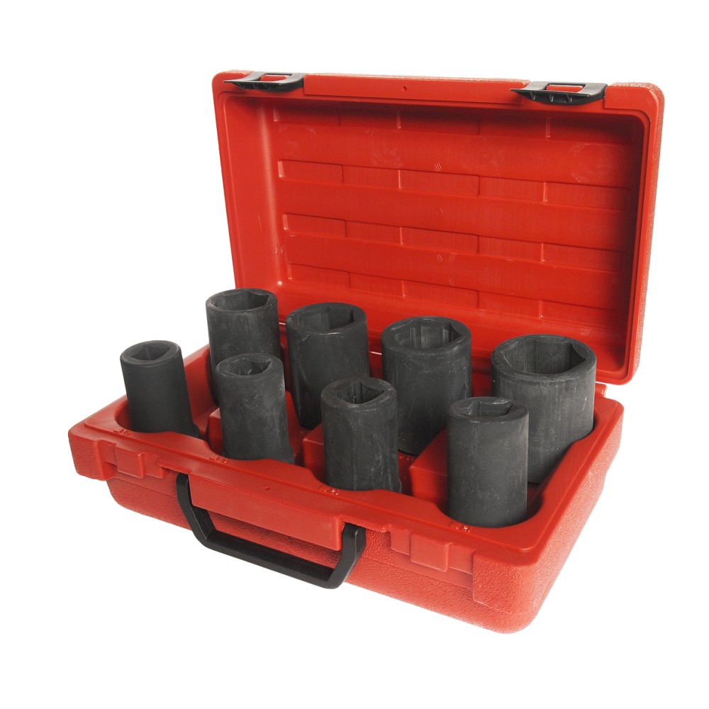Набор головок торцевых 3/4" для колесных гаек и футурок грузовых автомобилей 8 предметов в кейсе JTC