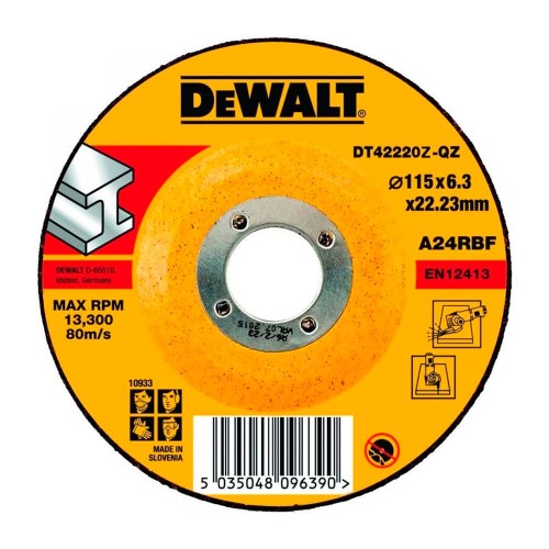 Круг шлифовальный по металлу DeWalt Industrial DT42220Z 115х6.3x22.2мм