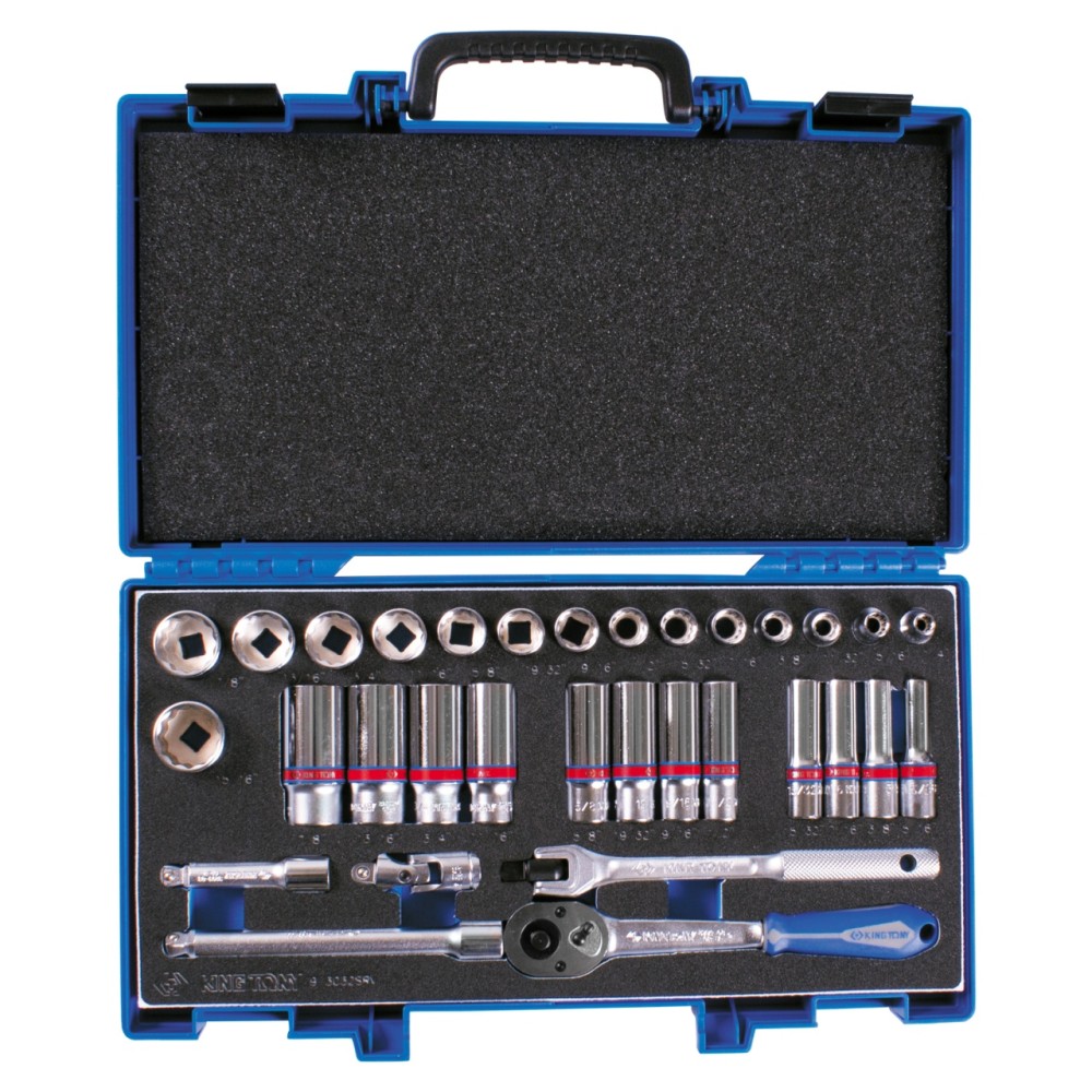 Набор торцевых головок с принадлежностями 3/8", двенадцатигранные, 1/4"-15/16" мм, 32 предмета KING