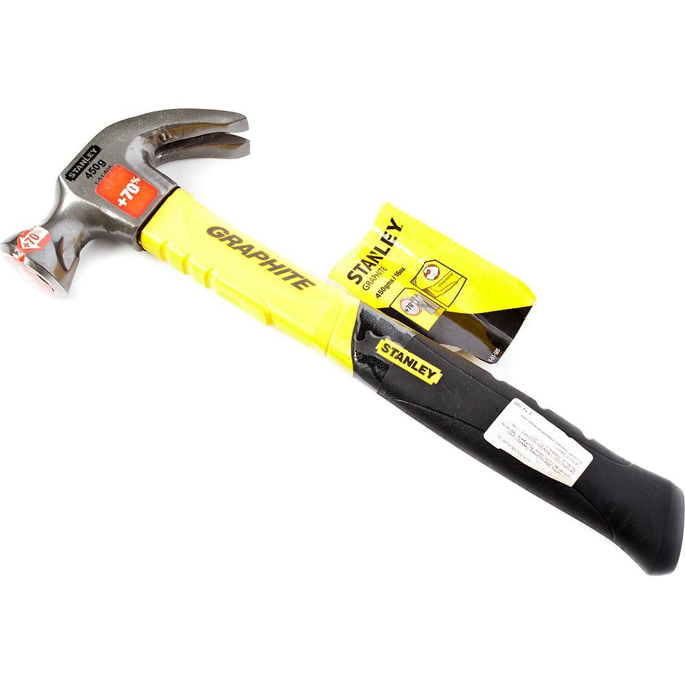 Молоток-гвоздодер STANLEY Graphite curved claw 450г 1-51-505