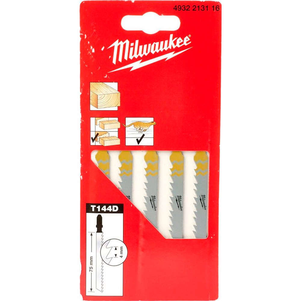 Пилка для лобзика по дереву Milwaukee T144D 75мм 5шт (116)