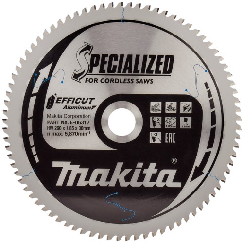 Диск пильный по алюминию Makita 260x30мм 81T (E-06317)