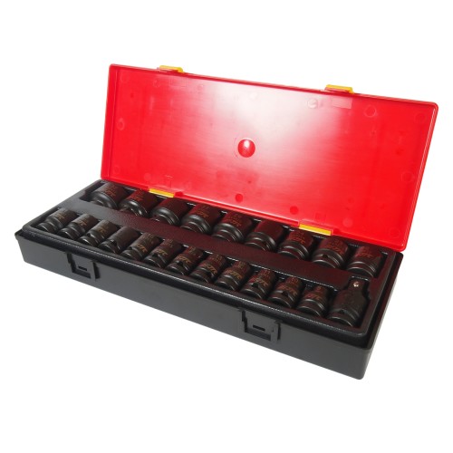 Набор головок торцевых 1/2" 6-ти гранных 08-32мм ударных 22 предмета в кейсе JTC