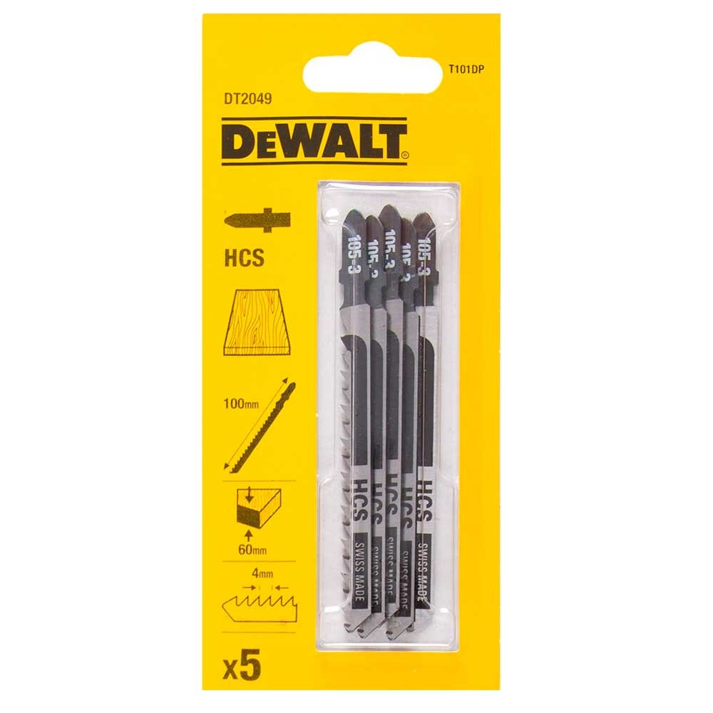 Набор пилок для лобзика по дереву DeWalt DT2049 T101DP 100мм 5шт