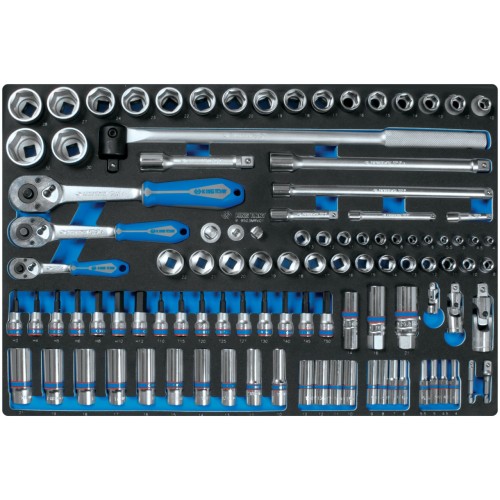 Набор торцевых головок 1/4", 3/8", 1/2" с принадлежностями, ложемент, 103 предмета KING TONY 9-9503M