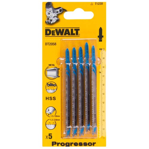Набор пилок для лобзика по металлу DeWalt DT2058 T123X 100мм 5шт