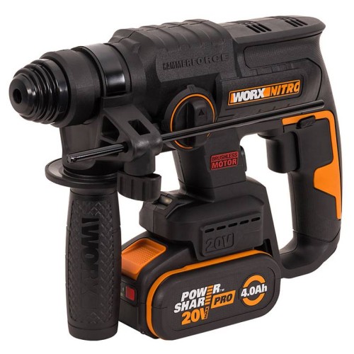 Перфоратор аккумуляторный бесщеточный WORX WX381, 20В, 4Ач x1, ЗУ 2А, кейс