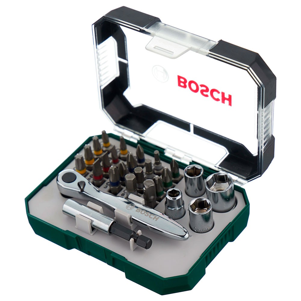 Набор бит Bosch + ключ-трещотка 26шт (322)