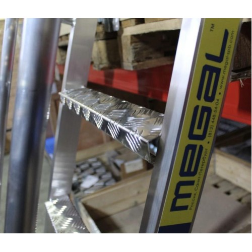 Лестница приставная стеллажная MEGAL ЛПС - 4,0 с поручнями