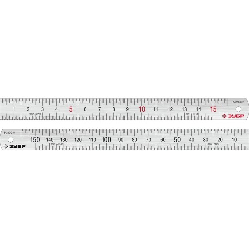 ЗУБР Про-15, длина 0.15 м, усиленная нержавеющая линейка, Профессионал (34280-015)