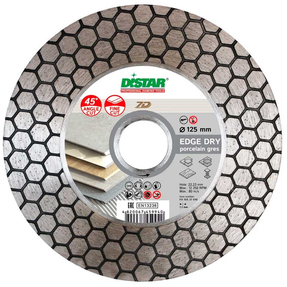 Диск алмазный по керамограниту, мрамору и граниту Distar Edge Dry1A1R 125х22.2мм (7010)