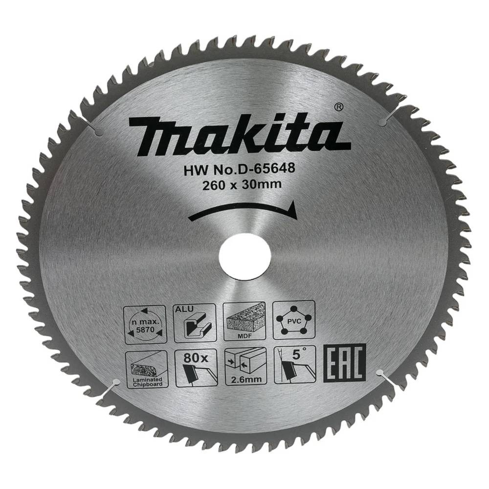 Диск пильный универсальный Makita 260x30мм 80T (D-65648)